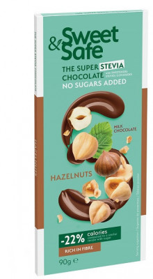 Ciocolata cu lapte cu alune de padure si cu indulcitor stevie 90gr &amp;quot;sweet &amp;amp; foto