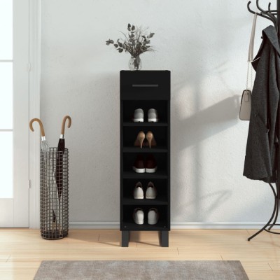 vidaXL Pantofar, negru, 30x35x105 cm, lemn compozit foto