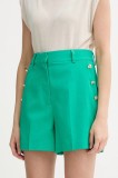 Morgan pantaloni scurți culoarea verde, uni, high waist, SHAKOY