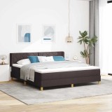 vidaXL Pat cu arcuri Maro &icirc;nchis și Alb 180 x 200 cm Poliester