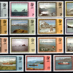 Falkland Dep 1980, Mi #78-92 I**, harta, fauna, vapoare, MNH! Cota 22 €!