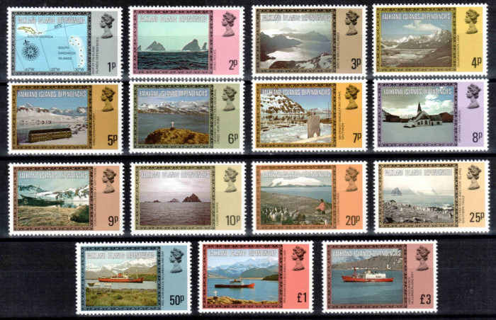 Falkland Dep 1980, Mi #78-92 I**, harta, fauna, vapoare, MNH! Cota 22 &euro;!
