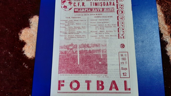 program CFR Timisoara - Olimpia SM