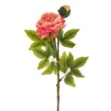 Floare artificiala cu tulpina lunga, Trandafir roz fuchsia, 82 cm, CMCLASS