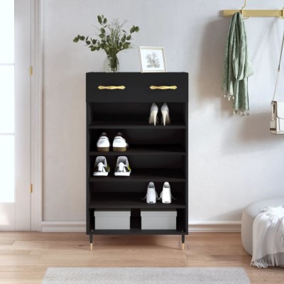 vidaXL Pantofar, negru, 60x35x105 cm, lemn compozit foto