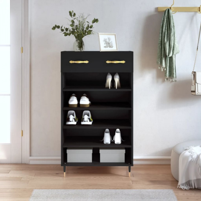 vidaXL Pantofar, negru, 60x35x105 cm, lemn compozit