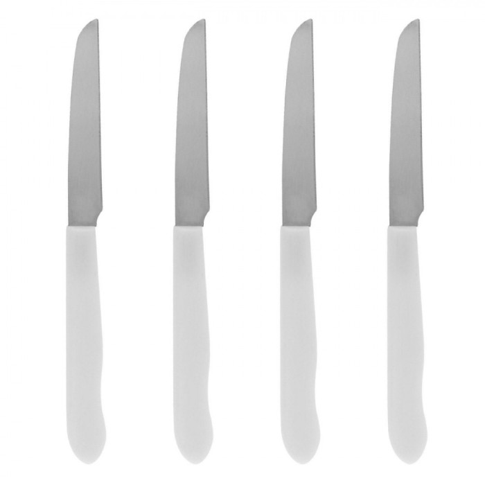 Set Cuțite Masă 19cm, Oțel Inoxidabil, M&acirc;ner Alb, 4 Bucăți