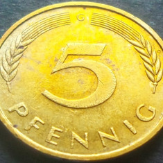 Moneda 5 PFENNIG - GERMANIA, anul 1991 *cod 2842 B = A.UNC - litera G