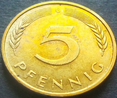 Moneda 5 PFENNIG - GERMANIA, anul 1991 *cod 2842 B = A.UNC - litera G foto