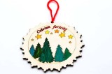 Set 5 Forme Lemn de Pictat, Decor Brad Craciun, 10cm, Decupate Laser, Bază Creativă, Bază Pictură, Activități Copii, DIY