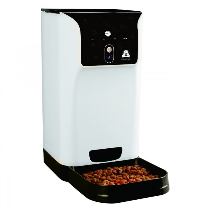 Distribuitor automat pentru hrana animale, 6 l, difuzor incorporat, suport card SD, programabil Distribuitor automat pentru hrana animale, 6 l, difuzor incorporat, suport card SD, programabil