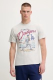 47 brand tricou din bumbac MLB Los Angeles Dodgers culoarea gri, cu imprimeu, BB012TEMECH685053CK