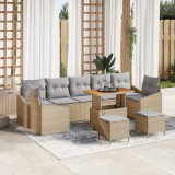 Cumpara ieftin Set de canapele pentru grădină cu pernă 10 pcs Bej Rattan poli
