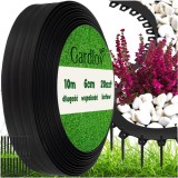Bordura separator de gazon, 6 cm x 10 m, margini flexibile, stifturi de montare, PE, negru