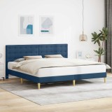 vidaXL Cadru de pat cu headboard albastru 200 x 200 cm Țesătură 42027820