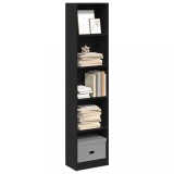 Gossi biblioteca, negru, 40x24x176 cm, lemn prelucrat