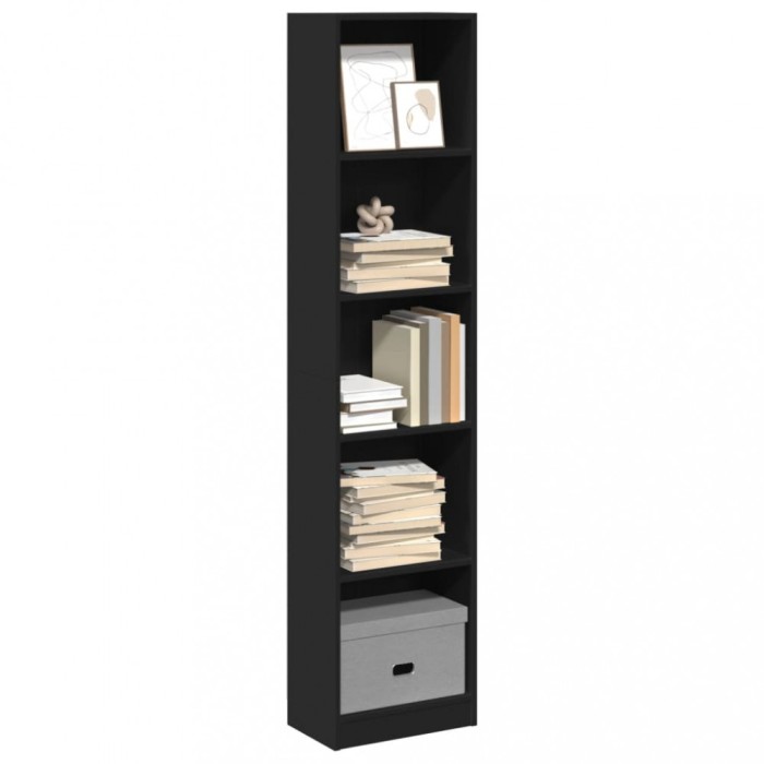 Gossi biblioteca, negru, 40x24x176 cm, lemn prelucrat