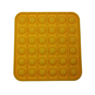 Jucarie antistres, Pop it, silicon, patrat, 12.5 cm, galben foto