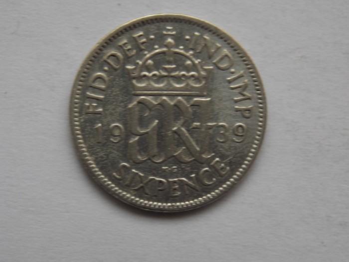 SIX PENCE 1939 GBR-argint