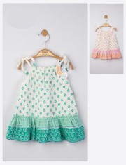 Rochita de vara din muselina pentru fetite Peacock, Tongs baby (Culoare: Verde, Marime: 6-9 luni) foto