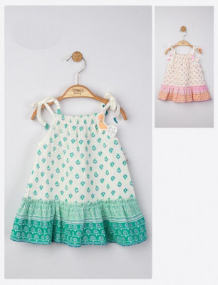 Rochita de vara din muselina pentru fetite Peacock, Tongs baby (Culoare: Verde, Marime: 9-12 luni) foto