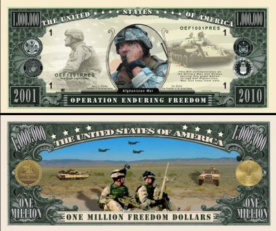 !!! SUA = FANTASY NOTE - RAZBOIUL DIN AFGHANISTAN , ENDURING FREEDOM- 2010 - UNC foto