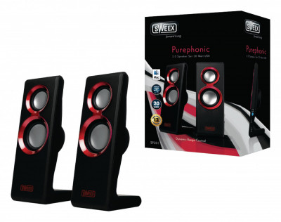 Set 2 difuzoare Purephonic USB 2.0 20W rosu SWEEX foto