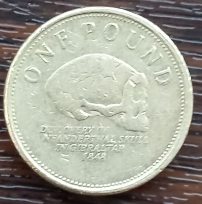 (M1418) MONEDA GIBRALTAR - 1 POUND 2010, NEANDERTHAL SKULL, ADMINISTRATIE BRITANICA foto