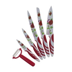 Set 6 cutite bucatarie din inox cu invelis ceramic, dimensiuni variate