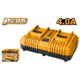 Incarcator dublu 20 v 4 ah p20 s - Ingco FCLI2034E