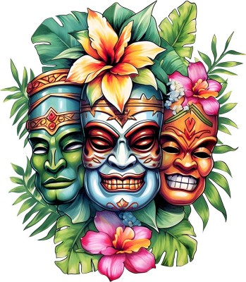 Sticker decorativ, Masca, Multicolor, 68 cm, 1288STK-5 foto
