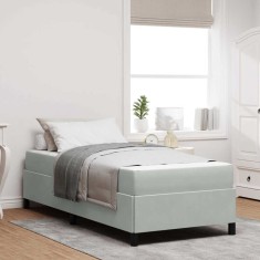 vidaXL Cadru de pat Gri deschis, gri și alb 90 x 200 cm Catifea 3399036