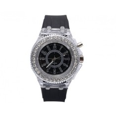 Ceas Activ LED, Jocuri de lumina 7 culori, 4 moduri flash, MyStyle Fashion Crystal Clasic Watch Black