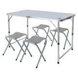 Set masa pliabila cu 4 scaune pentru camping, tip servieta
