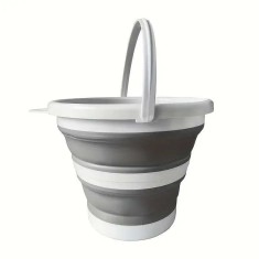 Galeata Pliabila din Silicon si Plastic, cu Maner 10L, Practica si Compacta Alb si Negru