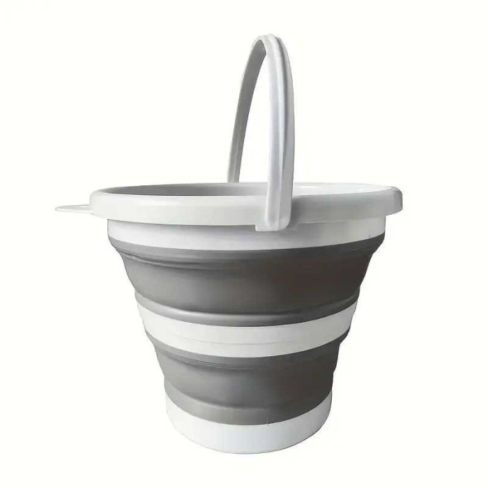 Galeata Pliabila din Silicon si Plastic, cu Maner 10L, Practica si Compacta Alb si Negru