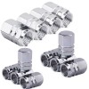 Set 12 Capace Hexagonale pentru Valva Auto, Aliaj Aluminiu, Lungime 1.8 cm, Argintiu
