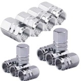 Set 12 Capace Hexagonale pentru Valva Auto, Aliaj Aluminiu, Lungime 1.8 cm, Argintiu
