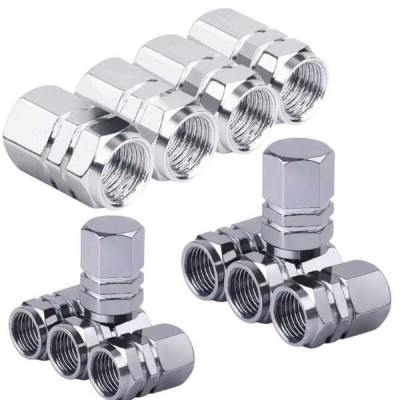 Set 12 Capace Hexagonale pentru Valva Auto, Aliaj Aluminiu, Lungime 1.8 cm, Argintiu foto