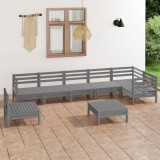 VidaXL Set mobilier de grădină, 8 piese, gri, lemn masiv de pin 3082744