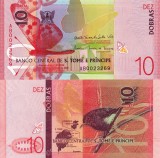 Sao Tome &amp; Principe 10 Dobras 2020 UNC Bancnota Africa Neagra NOUA