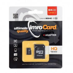 Card de Memorie MicroSD + Adaptor 64GB UHS-I - IMRO SDHC Clasa 10 foto