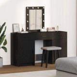 VidaXL Set masă toaletă cu LED 3 piese, negru, lemn prelucrat