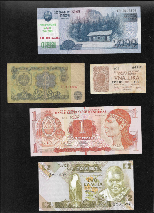 Set 5 bancnote de prin lume adunate (cele din imagini) #298