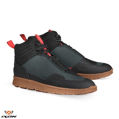 Ghete pentru scuter - motocicleta Urban barbati vara Ixon model Hopper MS culoare: verde/negru/rosu Verde/negru/rosu 41 foto