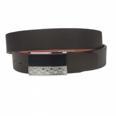 Curea barbati, casual-eleganta, din piele ecologica, latime 3.5 cm, maro - CK168M