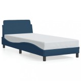 VidaXL Cadru de pat cu tăblie fără saltea, albastru, 90x200 cm, textil