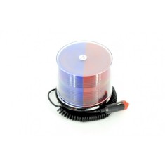 Girofar led 12v-24v, cu magnet si mufa de bricheta, lumina rosie-albastra