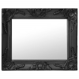 Oglindă de perete &icirc;n stil baroc, negru, 50 x 40 cm