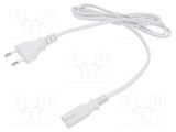 Cablu 2x0,5mm2 CEE 7/16 mufă IEC C7 mamă 1,2m alb POS